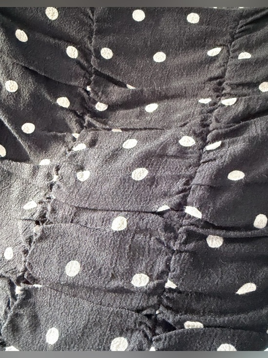 Zara Polka Dot Ruched Crop Top Size S Black Sheer Puff Sleeve Whimsigoth - Picture 6 of 7